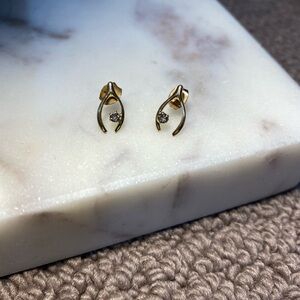 Elegant 14 k cubic diamond WISHBONE earrings